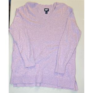 Lands' End Women's Lilac V-Neck Pullover Sweater Size L Casual